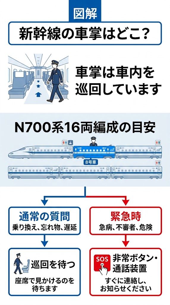 新幹線の車掌はどこ？