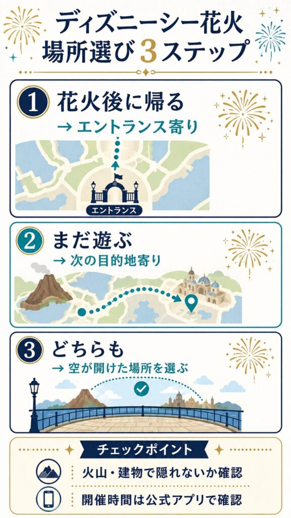 花火観賞場所選び3ステップ