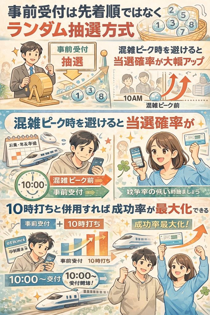 えきねっと事前受付の抽選システムの真実から、当選確率を高める具体的なコツ、さらに落選した時の対処法まで
