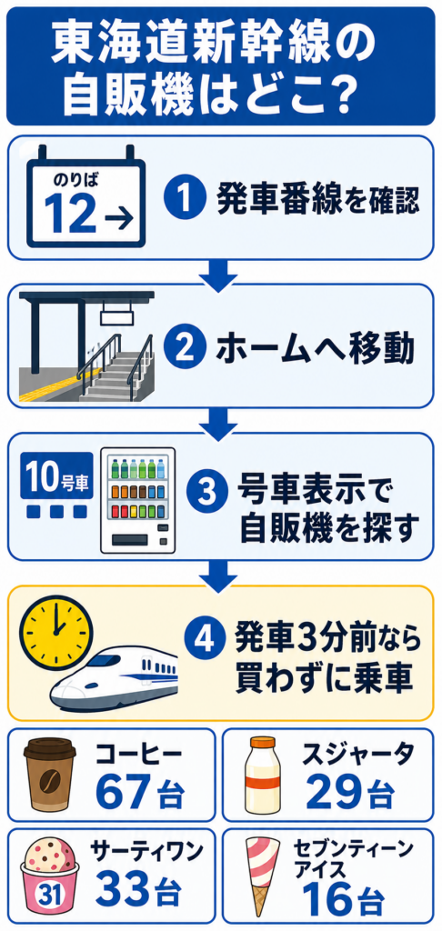 東海道新幹線の自販機の探し方