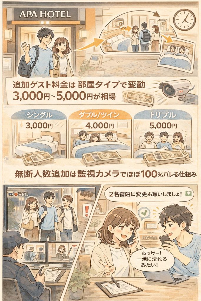 アパホテルの追加料金の仕組みから、他のビジネスホテルとの比較