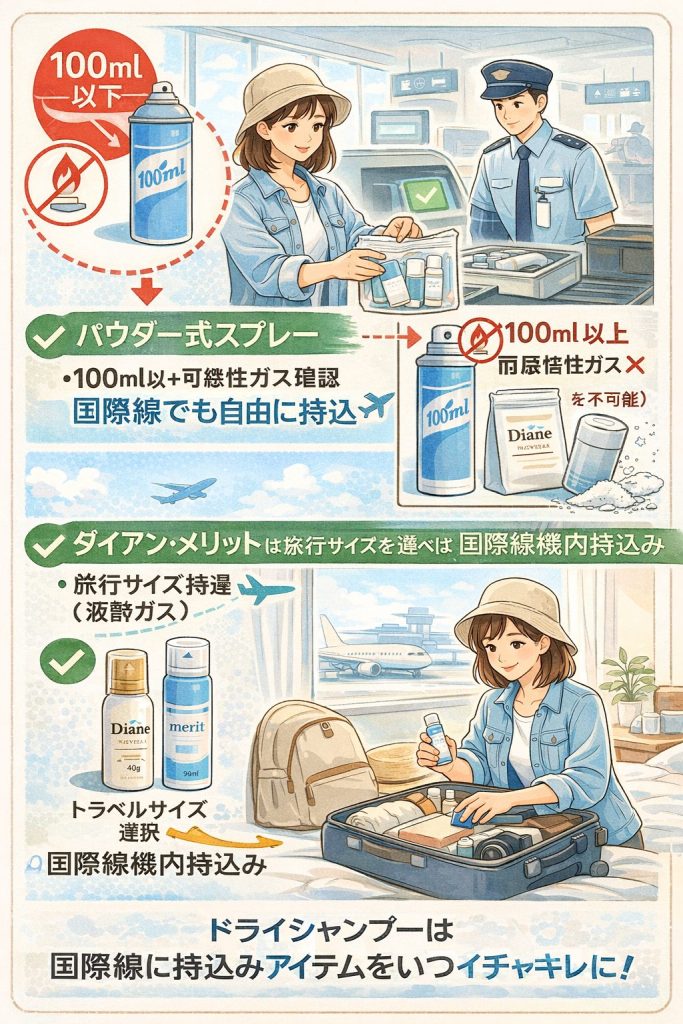 国際線持ち込み用ドライシャンプーガイド