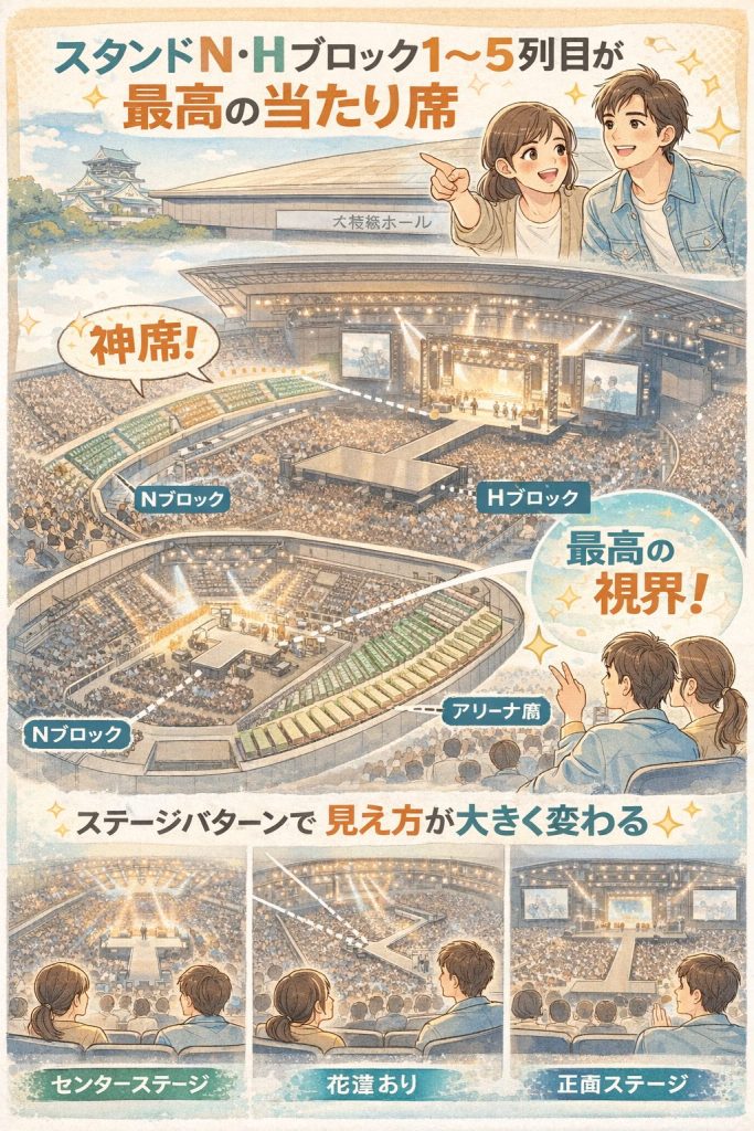 大阪城ホールのスタンド席について、ブロック別の見え方から当たり席の選び方まで