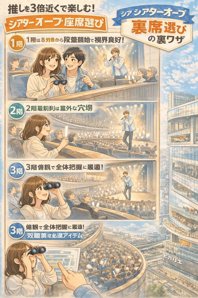 実際の観劇者の声をもとに、各座席の特徴やおすすめエリア