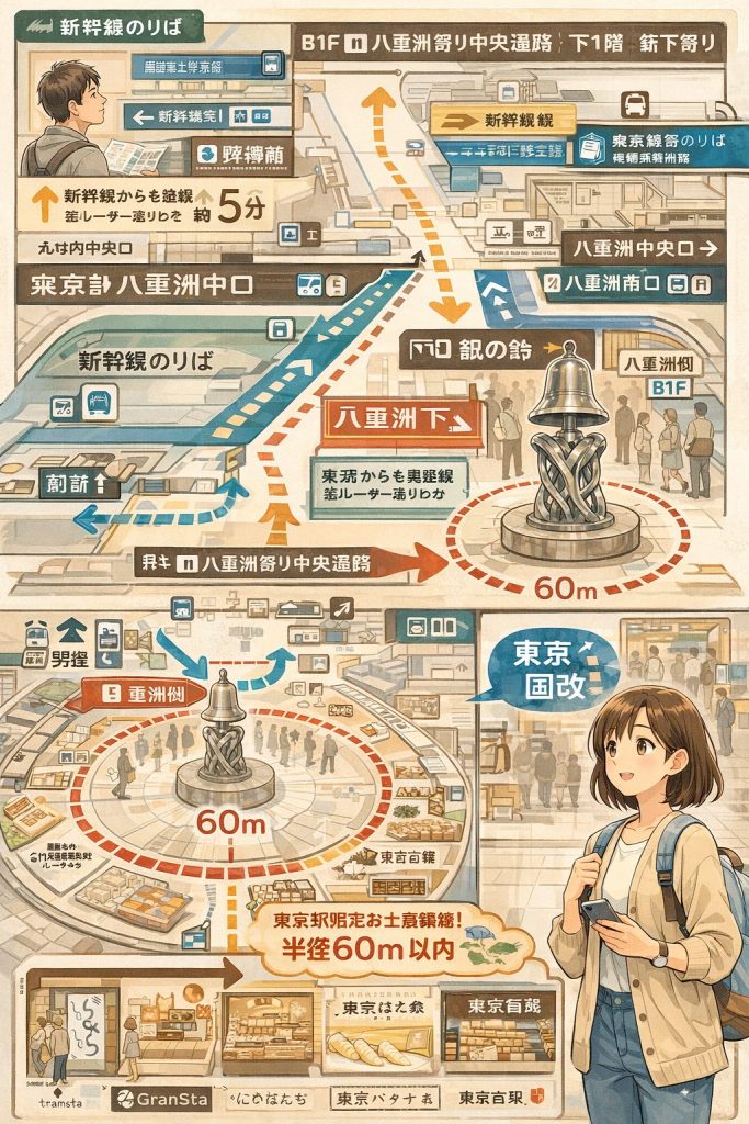 銀の鈴と周囲の土産店