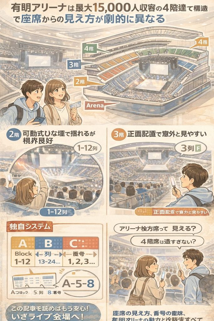 座席の見え方から番号の仕組み、各階のリアルな口コミまで、ライブ当日を120%楽しむための情報