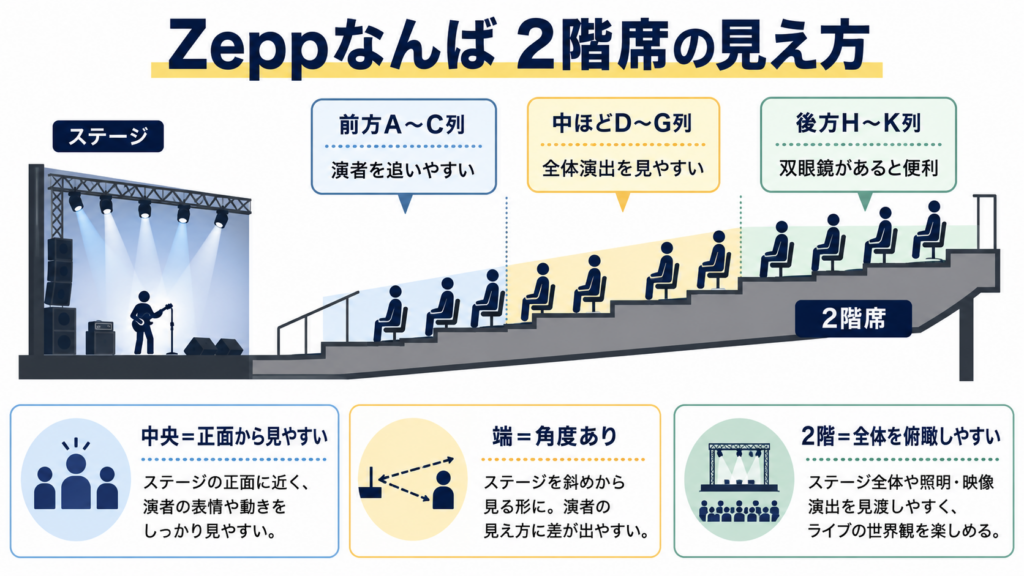 Zeppなんば2階席の見え方ガイド