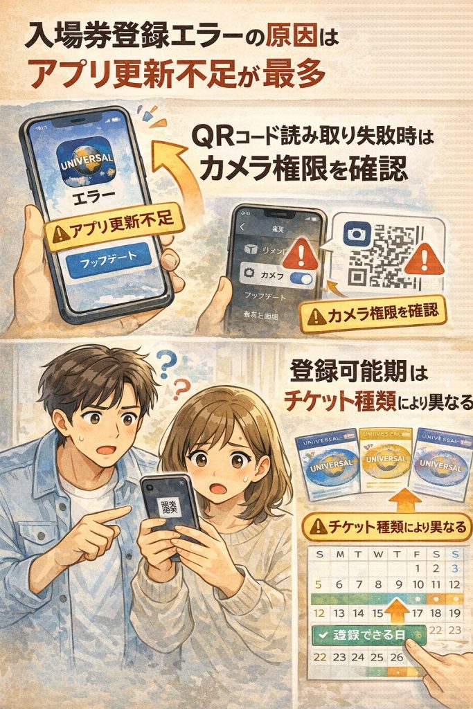 ユニバーサルスタジオチケット登録の問題