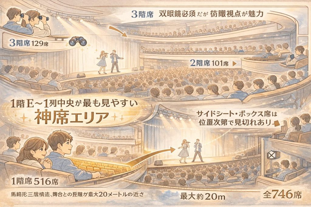 三層構造の劇場座席配置図