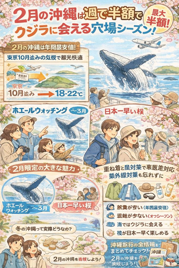 気温や服装から、おすすめスポット、料金の目安まで、2月の沖縄旅行に必要な情報