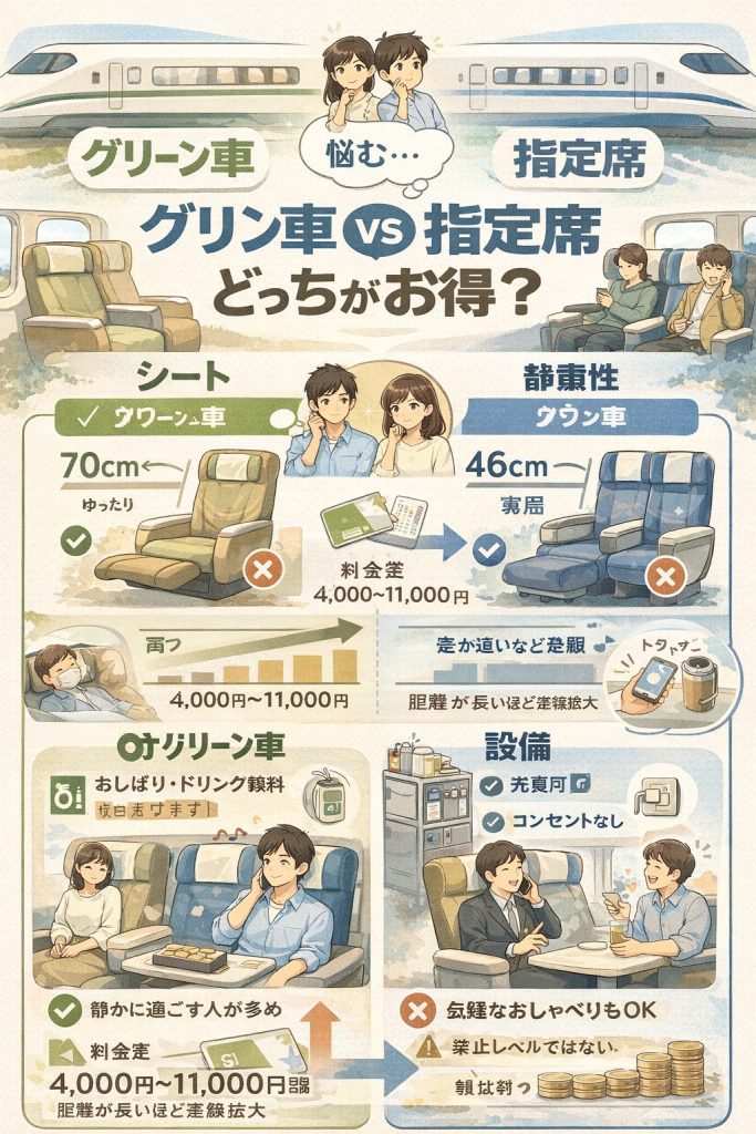 グリーン車と指定席の比較