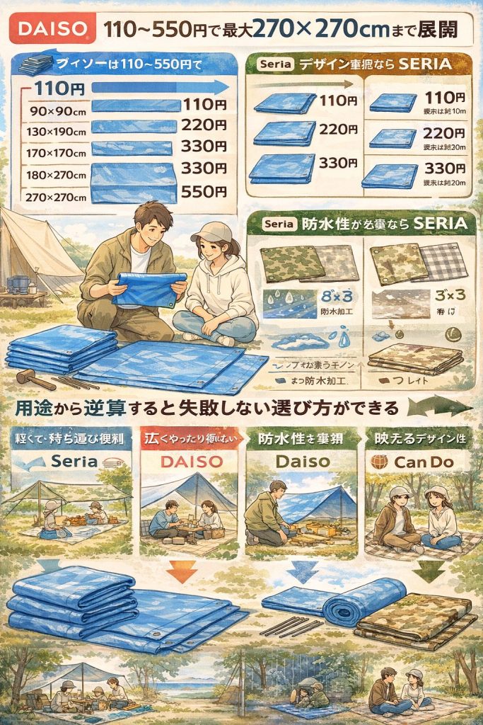 100円ショップのブルーシート比較