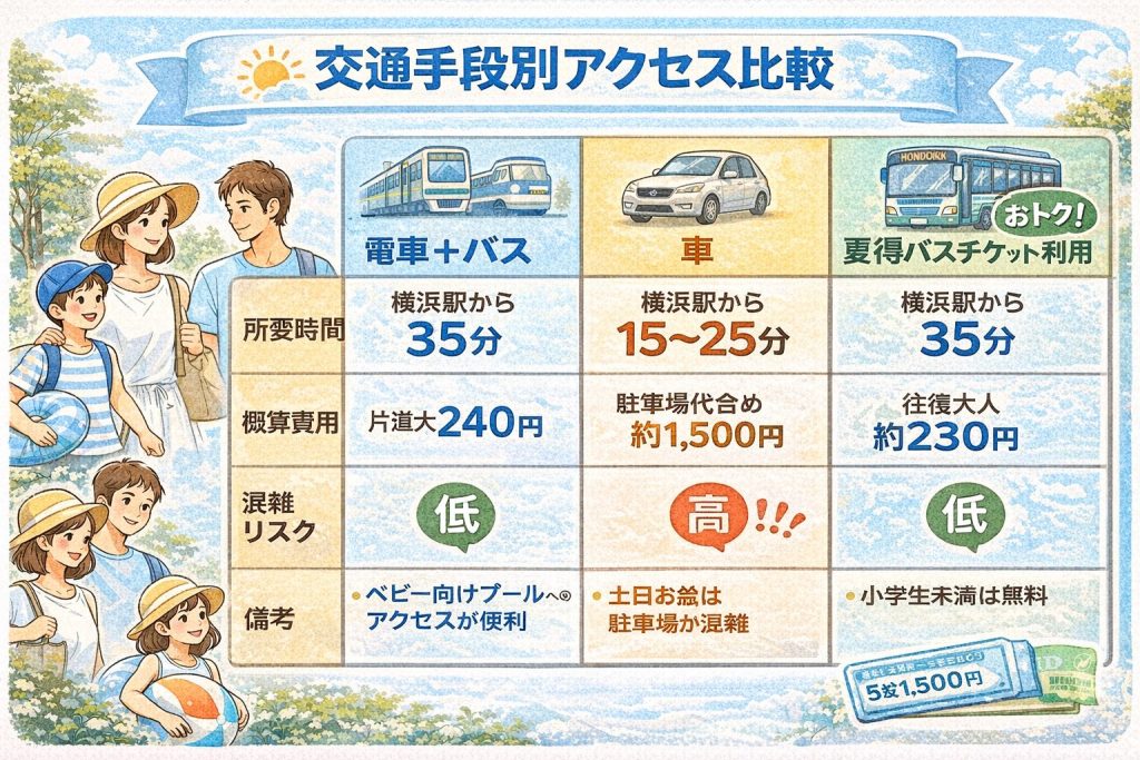 交通手段別アクセス比較表