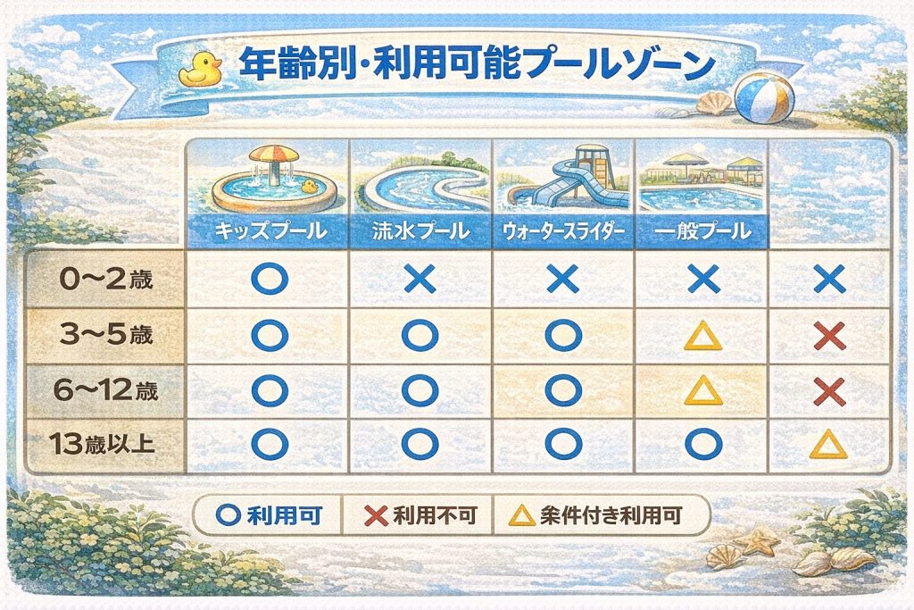年齢別プールゾーンの利用ガイド