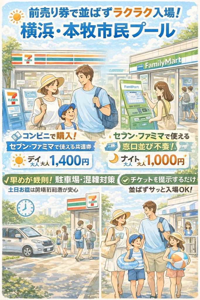 横浜本牧市民プール前売り券案内